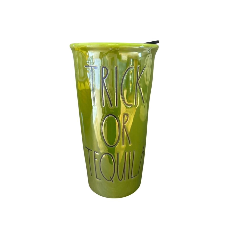 Rae Dunn “TRICK OR TEQUILA” Green Halloween Travel Mug Tumbler With Lid